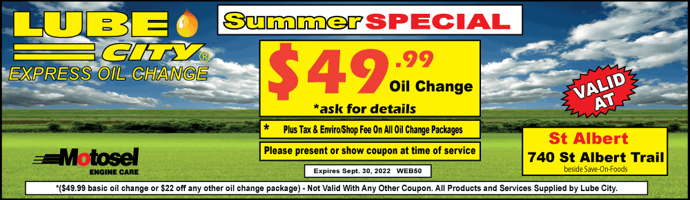 St Albert Alberta Coupon Spring Savings Special Oil Change includes Diesel vehicles Valid Until September 30, 2022 - WEB50